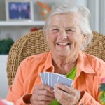 old lady playing cards